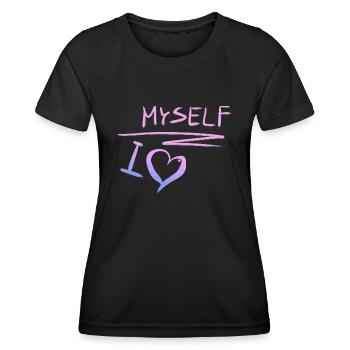 Je m’aime moi-même amour de cœur - T-shirt sport Femme - noir - Devant - AI Model Female 172 light (172cm)