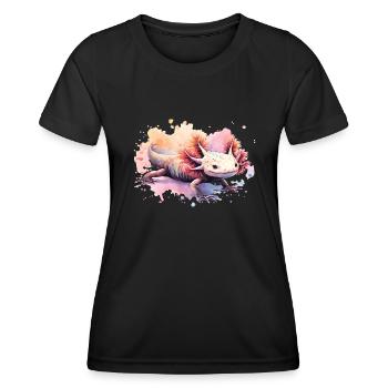 Axolotl Amphibien Aquarell Tier Kunst - Frauen Funktions-T-Shirt - Schwarz - Vorne - AI Model Female 172 light (172cm)