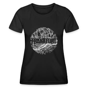 Frankfurt – City Stadtplan Map Karte (weiß) - Frauen Funktions-T-Shirt - Schwarz - Vorne - AI Model Female 172 light (172cm)