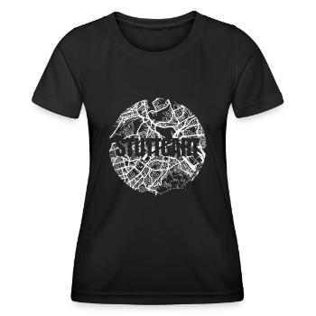 Stuttgart – City Stadtplan Map Karte (weiß) - Frauen Funktions-T-Shirt - Schwarz - Vorne - AI Model Female 172 light (172cm)
