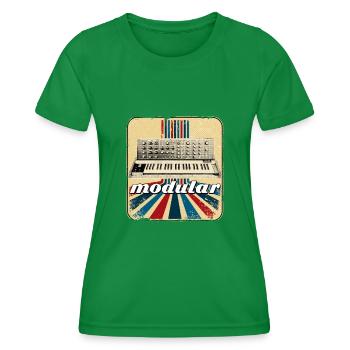 Vintage Analog Synthesizer Gift ADSR Retro Synths - Women's Functional T-Shirt - kelly green - Front - AI Model Female 172 dark (172cm)