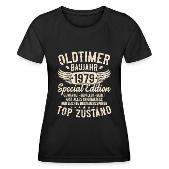 Oldtimer Baujahr 1979 Jahrgang Geburtstag Geschenk - Frauen Funktions-T-Shirt - Schwarz - Vorne - AI Model Female 172 light (172cm)