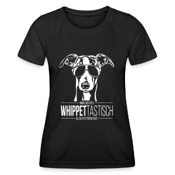 WHIPPETTASTISCH Whippet Hundespruch Hunde Wilsigns - Frauen Funktions-T-Shirt - Schwarz - Vorne - AI Model Female 172 light (172cm)