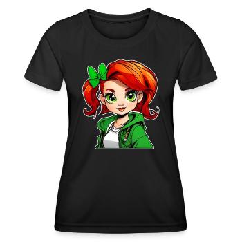 Cute Irish redhead girl - Women's Functional T-Shirt - black - Front - AI Model Female 172 light (172cm)