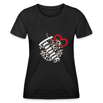 Tennis Matchball Tennisspieler Tennis-leopard-love - Frauen Funktions-T-Shirt - Schwarz - Vorne - AI Model Female 172 light (172cm)