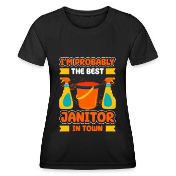 Handwerker Beruf Hausverwalter Reiniger - Frauen Funktions-T-Shirt - Schwarz - Vorne - AI Model Female 172 light (172cm)