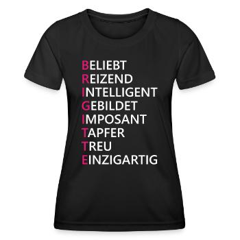 Brigitte Name Geschenk - Frauen Funktions-T-Shirt - Schwarz - Vorne - AI Model Female 172 light (172cm)