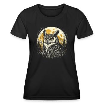 Eagle owl with full moon - Women's Functional T-Shirt - black - Front - AI Model Female 172 light (172cm)