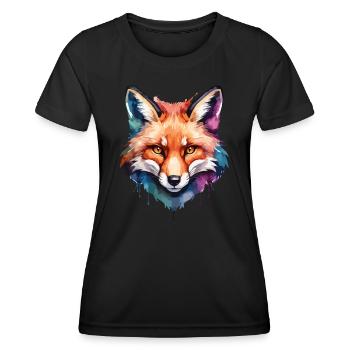 Fox Cool Canine In Colorful And Watercolor - Women's Functional T-Shirt - black - Front - AI Model Female 172 light (172cm)