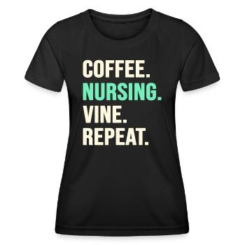 Krankenschwester Frühschicht-Kaffee OP Pflege - Frauen Funktions-T-Shirt - Schwarz - Vorne - AI Model Female 172 light (172cm)