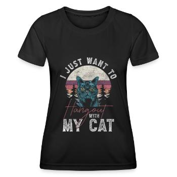 Katzen Stubentiger Wildkatze Katzenhaare - Frauen Funktions-T-Shirt - Schwarz - Vorne - AI Model Female 172 light (172cm)