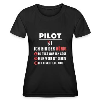 Pilot Geschenk - Ich bin der König - Frauen Funktions-T-Shirt - Schwarz - Vorne - AI Model Female 172 light (172cm)