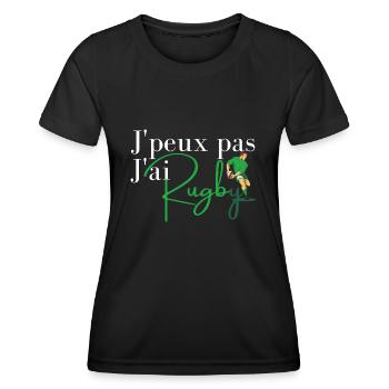 Je peux pas j'ai rugby - J'peux pas j'ai rugby - T-shirt sport Femme - noir - Devant - AI Model Female 172 light (172cm)