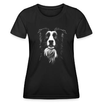 Border Collie Portrait Dogs Dog Herding Dogs - Women's Functional T-Shirt - black - Front - AI Model Female 172 light (172cm)