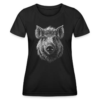 Wild Boar Portrait Boar Wild Animal Forest Animal - Women's Functional T-Shirt - black - Front - AI Model Female 172 light (172cm)