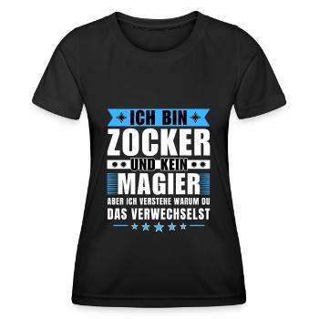 Ich bin Zocker und kein Magier - Frauen Funktions-T-Shirt - Schwarz - Vorne - AI Model Female 172 light (172cm)