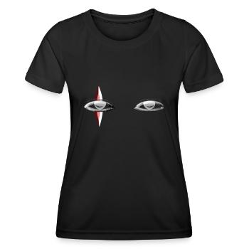 symbole rouge œil œil - T-shirt sport Femme - noir - Devant - AI Model Female 172 light (172cm)