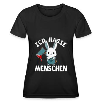 Ich hasse Menschen - Frauen Funktions-T-Shirt - Schwarz - Vorne - AI Model Female 172 light (172cm)