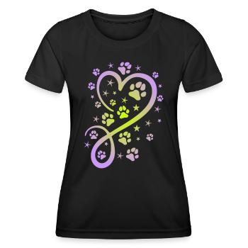 Herz mit Pfötchen und Sternen - Frauen Funktions-T-Shirt - Schwarz - Vorne - AI Model Female 172 light (172cm)