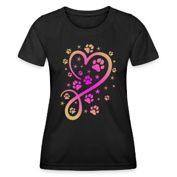 Herz mit Pfötchen und Sternen - Frauen Funktions-T-Shirt - Schwarz - Vorne - AI Model Female 172 light (172cm)