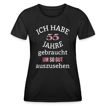 55 Jahre 55. Geburtstag Frauen Geschenk lustig - Frauen Funktions-T-Shirt - Schwarz - Vorne - AI Model Female 172 light (172cm)