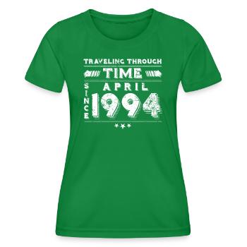 Vintage Time Travel Birthday Design April 1994 - Women's Functional T-Shirt - kelly green - Front - AI Model Female 172 dark (172cm)