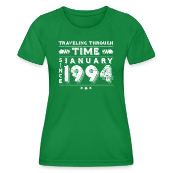 Vintage Time Travel Birthday Design January 1994 - Women's Functional T-Shirt - kelly green - Front - AI Model Female 172 dark (172cm)