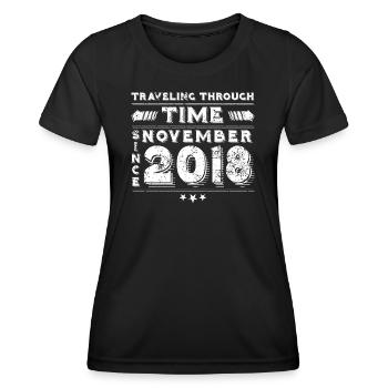 Vintage Voyage dans le Temps Anniversaire Design Novembre 2018 - T-shirt sport Femme - noir - Devant - AI Model Female 172 light (172cm)