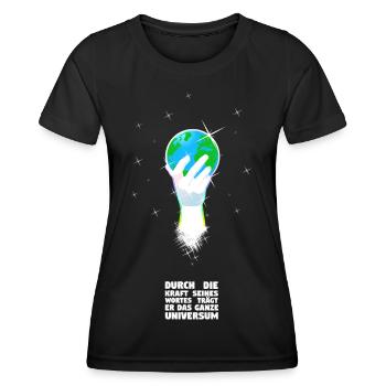 Er unterstützt die Welt - Deutsch - Frauen Funktions-T-Shirt - Schwarz - Vorne - AI Model Female 172 light (172cm)
