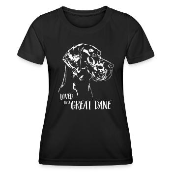 Aimé par un grand chien danois disant chiens Wilsigns - T-shirt sport Femme - noir - Devant - AI Model Female 172 light (172cm)