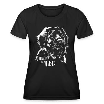 Loved by a Leonberger Hundespruch Hunde Wilsigns - Women's Functional T-Shirt - black - Front - AI Model Female 172 light (172cm)