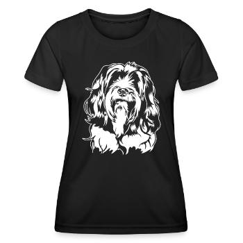Tibetan Terrier Portrait Dog Portrait Dog Wilsigns - Women's Functional T-Shirt - black - Front - AI Model Female 172 light (172cm)