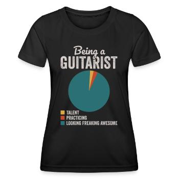 Als Gitarrist Musiker Gitarrist - Frauen Funktions-T-Shirt - Schwarz - Vorne - AI Model Female 172 light (172cm)