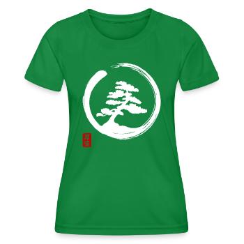 Bonsai circle Enso Zen Meditation Japan Art - Women's Functional T-Shirt - kelly green - Front - AI Model Female 172 dark (172cm)