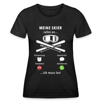 Meine Skier rufen an - ich muss los - Spruch - Frauen Funktions-T-Shirt - Schwarz - Vorne - AI Model Female 172 light (172cm)