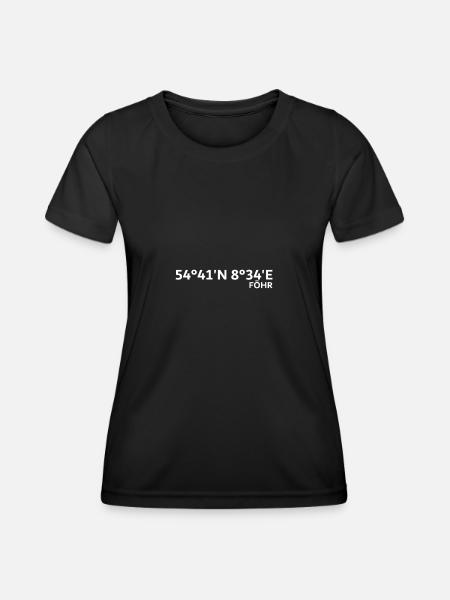 Föhr Koordinaten - Frauen Funktions-T-Shirt - Schwarz