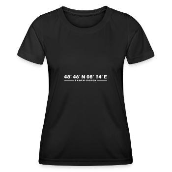 Baden-Baden Koordinaten - Frauen Funktions-T-Shirt - Schwarz - Vorne - AI Model Female 172 light (172cm)