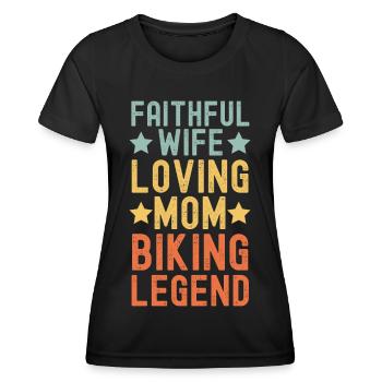 Ehefrau Mutter Biking Mountainbike Legende - Frauen Funktions-T-Shirt - Schwarz - Vorne - AI Model Female 172 light (172cm)