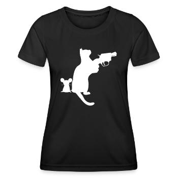 Le chat maléfique protège une souris drôle de motif amusant - T-shirt sport Femme - noir - Devant - AI Model Female 172 light (172cm)