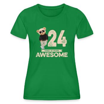24 Years of being Awesome Teddy Bear - Frauen Funktions-T-Shirt - Kelly Green - Vorne - AI Model Female 172 dark (172cm)