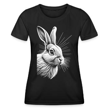 Houblon doux : Le lapin au blanc délicat - T-shirt sport Femme - noir - Devant - AI Model Female 172 light (172cm)