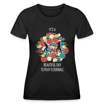 Floorball Unihockey Feldhockey Hallenhockey - Frauen Funktions-T-Shirt - Schwarz - Vorne - AI Model Female 172 light (172cm)