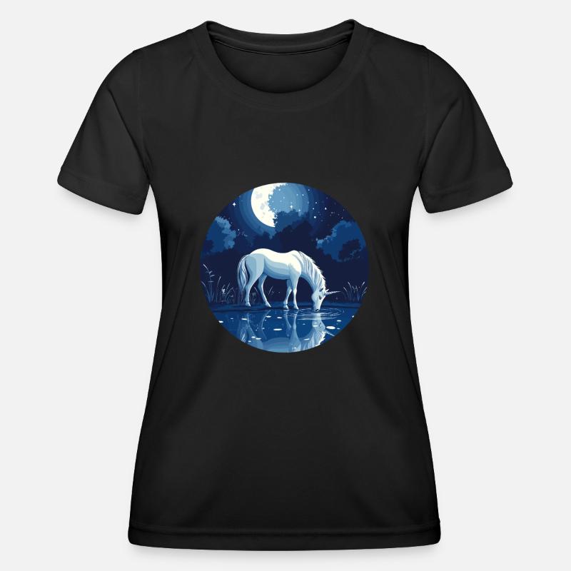 Unicorn at night - Women's Functional T-Shirt - black