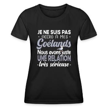 Goéland mouette. Cadeau t-shirt humour animal mer - T-shirt sport Femme - noir - Devant - AI Model Female 172 light (172cm)