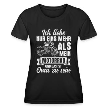 Motorradfahrer Biker Oma Motorrad Großmama - Frauen Funktions-T-Shirt - Schwarz - Vorne - AI Model Female 172 light (172cm)