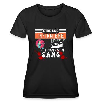 Dans mon sang : être infirmière est une vocation - T-shirt sport Femme - noir - Devant - AI Model Female 172 light (172cm)