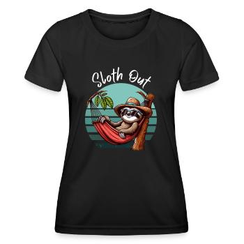 Sloth Hamac Time Out Vacances Plage Mer Fun - T-shirt sport Femme - noir - Devant - AI Model Female 172 light (172cm)