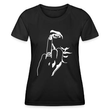 Lustige Mittelfinger Ehering Verlobung Geschenk - Frauen Funktions-T-Shirt - Schwarz - Vorne - AI Model Female 172 light (172cm)