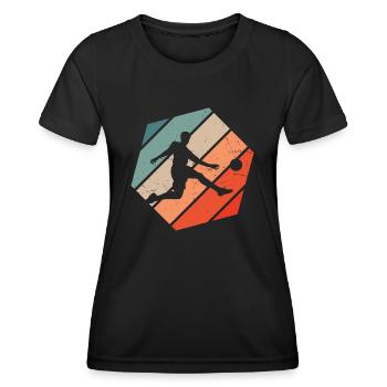 Herren Fussballspielen Fussballspieler Fussball - Frauen Funktions-T-Shirt - Schwarz - Vorne - AI Model Female 172 light (172cm)