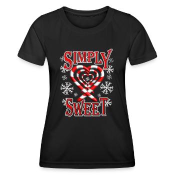 Simply sweet mit Zuckerstange Herzchen - Frauen Funktions-T-Shirt - Schwarz - Vorne - AI Model Female 172 light (172cm)